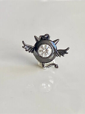 P244-Halloween Collection s925 Sterling Silver Moissanite Bat Pendant